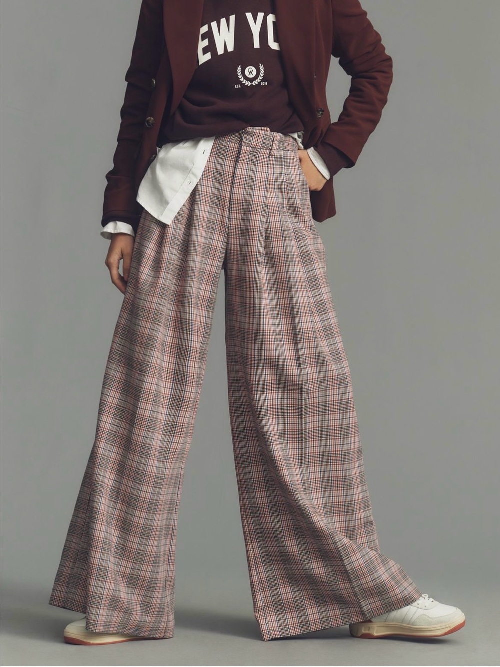Maeve Anthropologie The Avery Plaid Wide-Leg Trousers - Sz 10 NWOT
